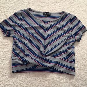 Cropped t striped t shirt